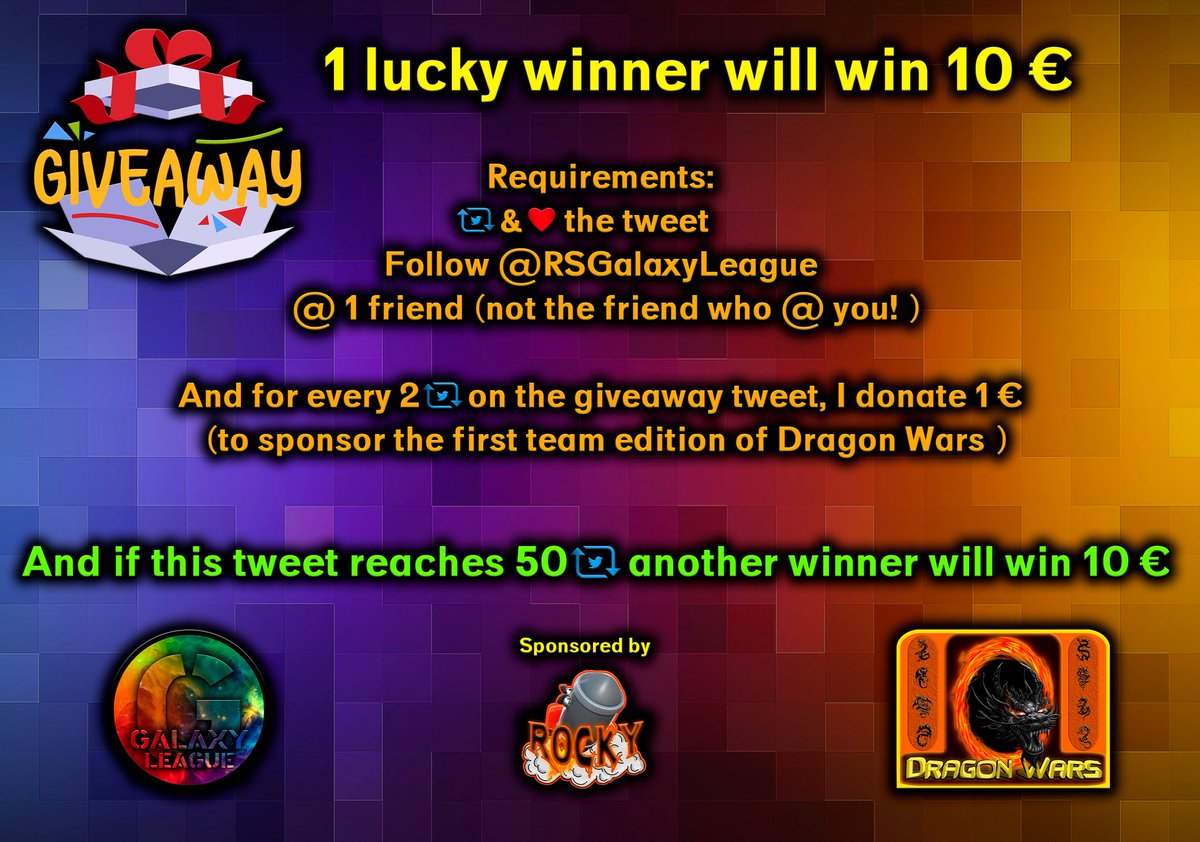 No better way to celebrate the amazing partnership I have with a good friend! 🥰🌟

📆 This giveaway is untill friday 03/09 22:00 CEST! 

Follow these accounts to enjoy many more fun in the future!! 
<a href="/RumbleStars/">Rumble Stars Football ⚽️</a> <a href="/PrimoGallego/">Primo Gallego</a> @RSGalaxyLeague 

#GiveAway #GalaxyLeague #DragonWars