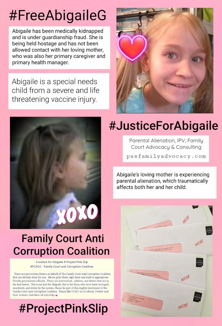 Shannonagain2's tweet photo. @MyFLFamilies
#ProjectPinkSlip
#FreeAbigaileG
@anti_court
@GovRonDeSantis @marcorubio @WebsterCongress @AGAshleyMoody https://t.co/j5c3cD5e02