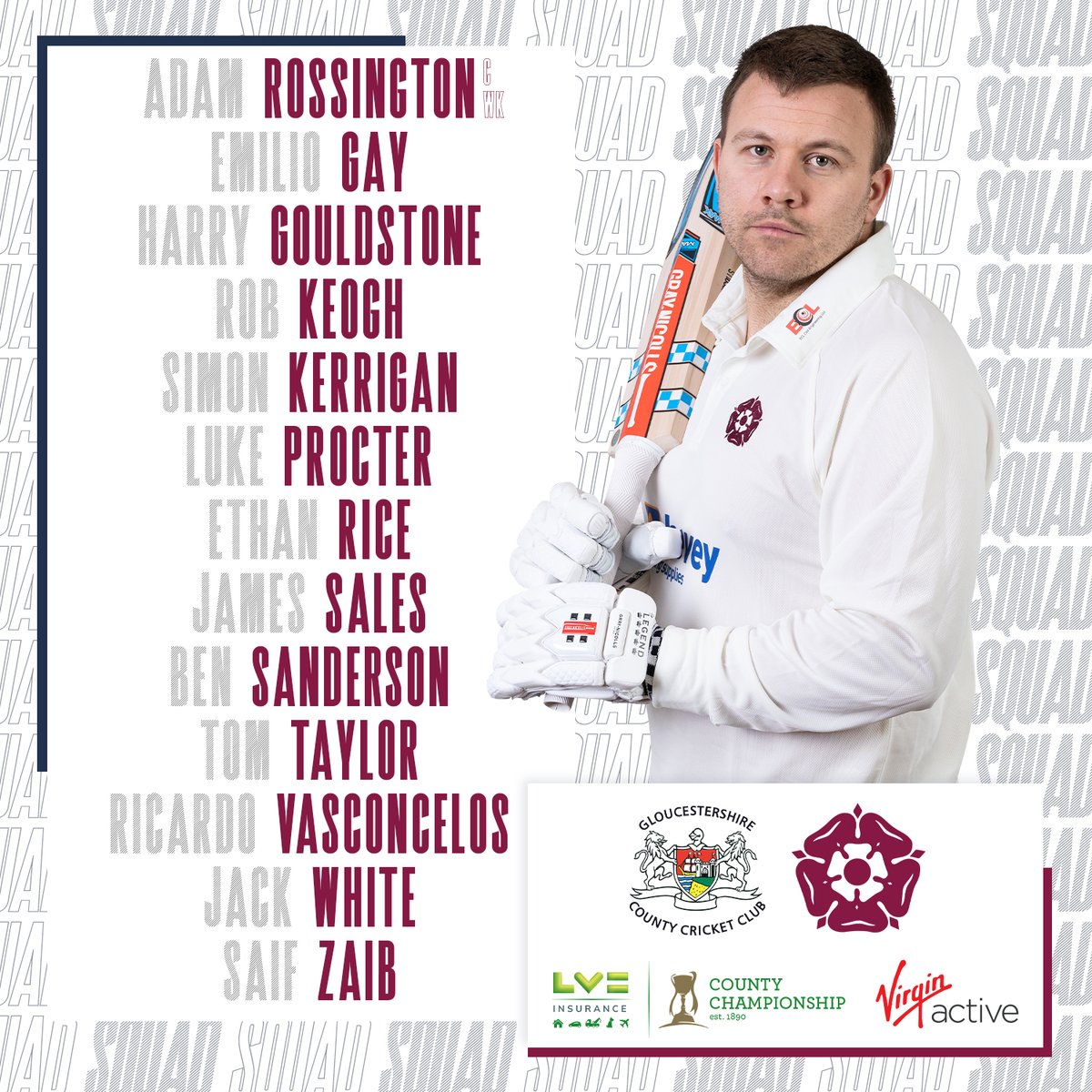 We're back to <a href="/CountyChamp/">Rothesay County Championship</a> action tomorrow against Gloucestershire. 🙌

Skipper Adam Rossington returns to the squad alongside Ethan Rice from the Club's Talent Pathway. 💪