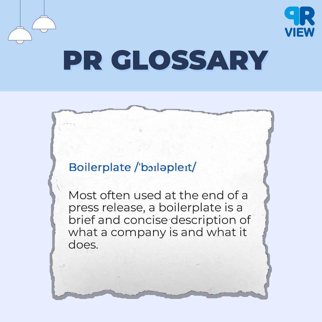 ThePRView_'s tweet image. #prglossary 

boilerplate
/ˈbɔɪləpleɪt/

Most often used at the end of a #PressRelease.