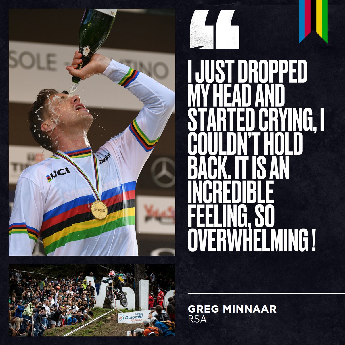 UCI MTB (@uci_mtb) on Twitter photo Tears of joy and disbelief for the legend 🥇
<a href="/GregMinnaar/">Greg Minnaar</a> does it again!
#ValdiSole2021 Tears of joy and disbelief for the legend 🥇
<a href="/GregMinnaar/">Greg Minnaar</a> does it again!
#ValdiSole2021