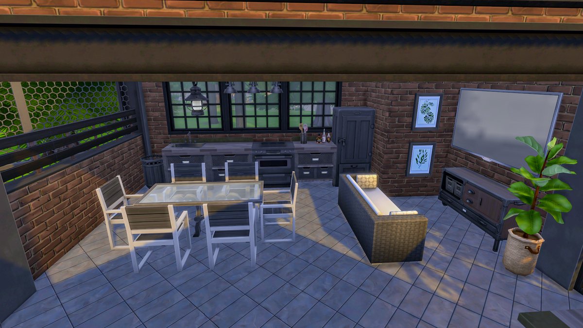 chz_p1zza's tweet image. I made a renovated industrial modern factory with an awesome outdoor full kitchen and hangout spot with the new kit. The industrial kit goes super well with base game, eco, strangerville, city living, and get to work! #showmeyourbuilds #sims4 #twitch @TheSims
