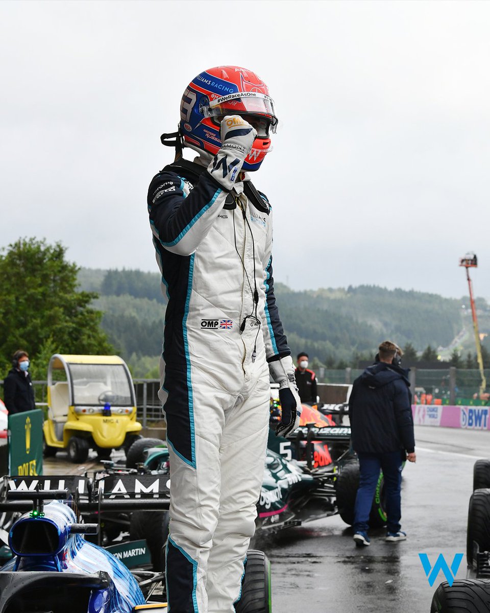 WilliamsF1's tweet photo. The race will not resume...so how about that then, WE'RE ON THE PODIUM!!! 🤩 https://t.co/8CAoPjl0UA