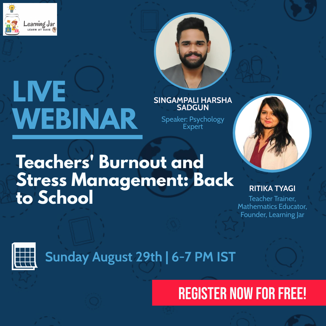 RitikaTyagi06's tweet photo. Watch our today's live on -
"Teachers' Burnout and Stress Management: Back to School" 🤩 @LearningJar_in #BacktoSchool2021 #Mentalhealth #teachers #Training_Days
👉https://t.co/urDue4EIsH https://t.co/FSZZ176Lti