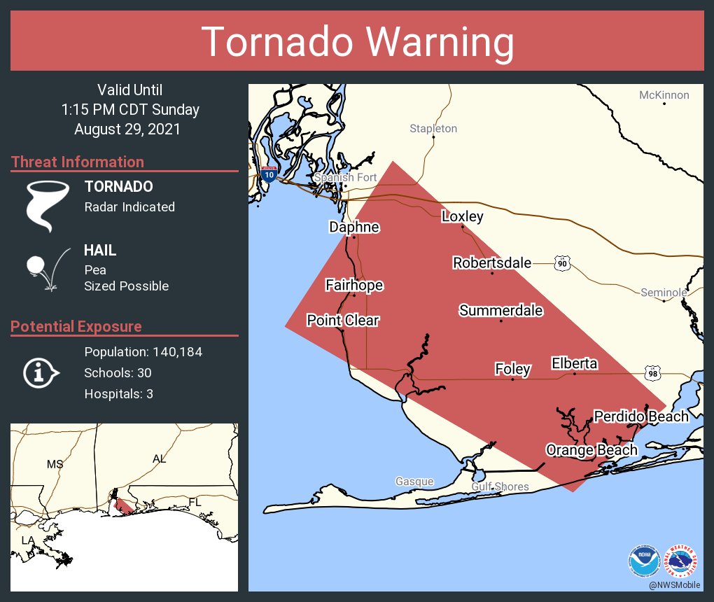 Tornado Warning including Daphne AL, Fairhope AL, Foley AL until 1:15 PM CDT