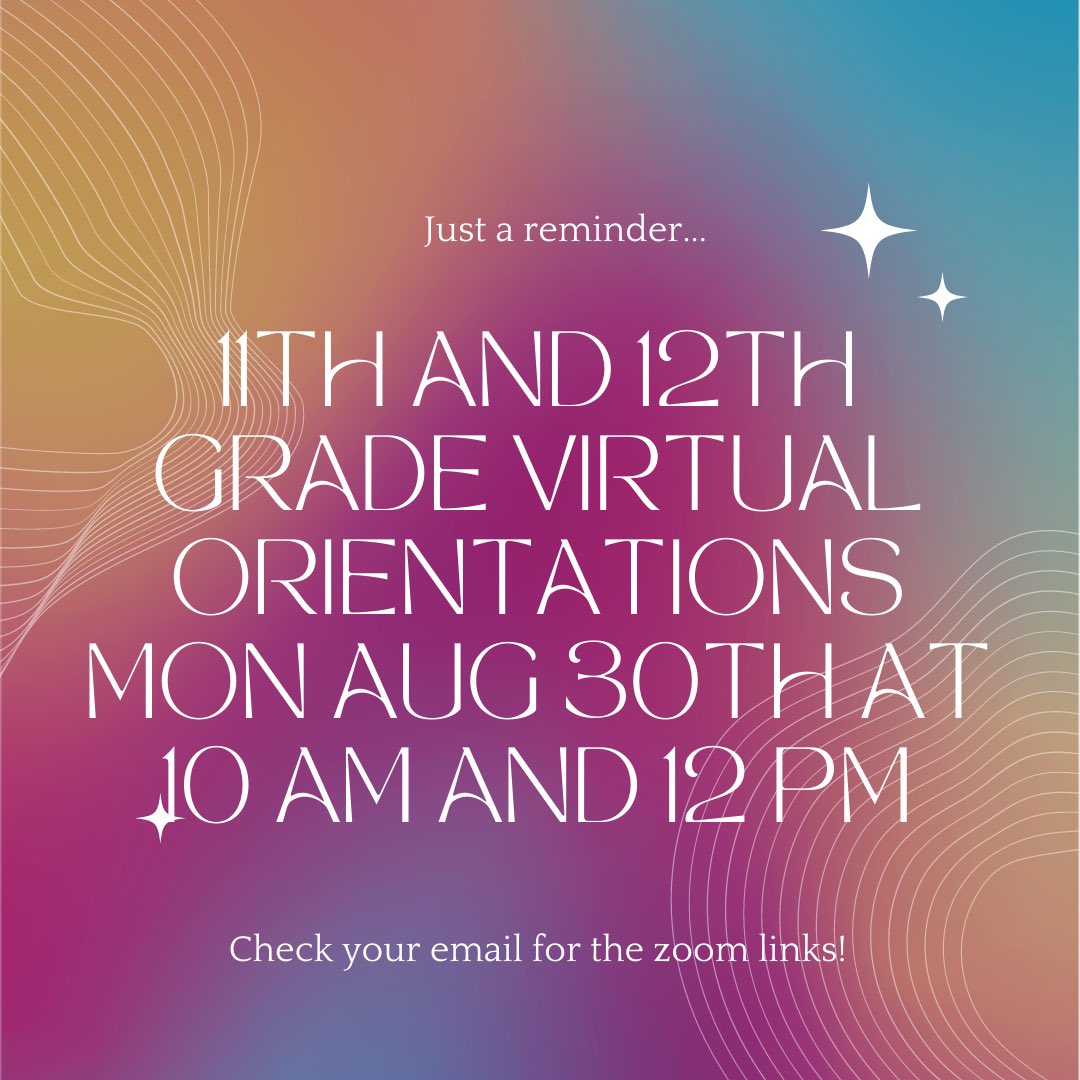 Make sure to check your emails for the zoom links for 12th grade at 10 am and 11th grade at 10 am! All orientations for 6-12th grade happening VIRTUALLY this week check bronxlatin.com for more details!