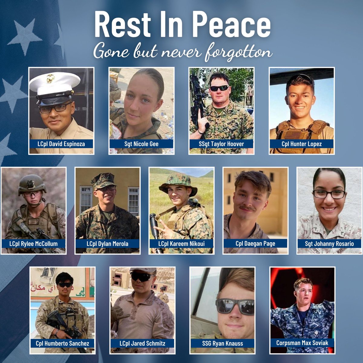 The Dignified Transfer of our fallen heroes took place today as they make their way to their final resting places.  Prayers for them and their families.  May these great and selfless Americans Rest In Peace as we honor their service and sacrifice. 🙏❤️🇺🇸