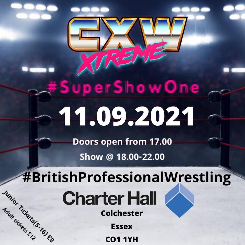 wonderkidjonny's tweet image. September 11th at Colchester Charter Hall with our debut show #SuperShowOne!! Tickets are selling fast. You can still get a ticket now at CXWrestling.com or app.etickets.to/buy/?e=18643 on Facebook! #wrestling #beer #wine #shout #fun #showtime #new #debut #wrestlers #essex