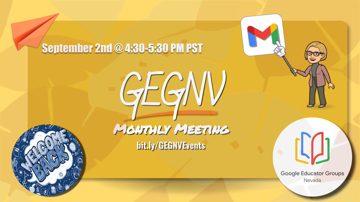 GegNevada's tweet photo. We’re Back!!  @GEGNevada is proud to announce our 1st Meeting of the school year.  Join us as we reconnect
and become @Gmail experts. Find the link on the calendar of events here: https://t.co/bh0e0cXoRp
#GEGNV @NevadaReady @GEGProgram #GoogleEDU #GoogleEI #GoogleEC #GoogleET https://t.co/9GpDxXRKAV