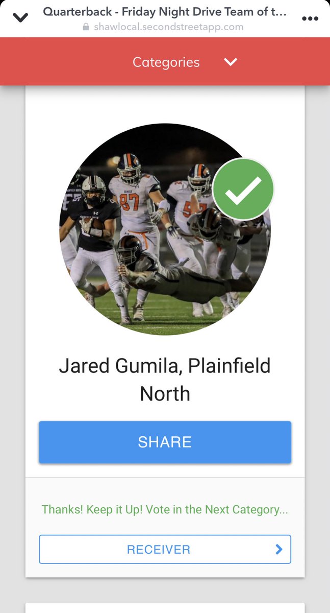 Go vote for our very own Jared Gumila RB of the week! shawlocal.secondstreetapp.com/Friday-Night-D…