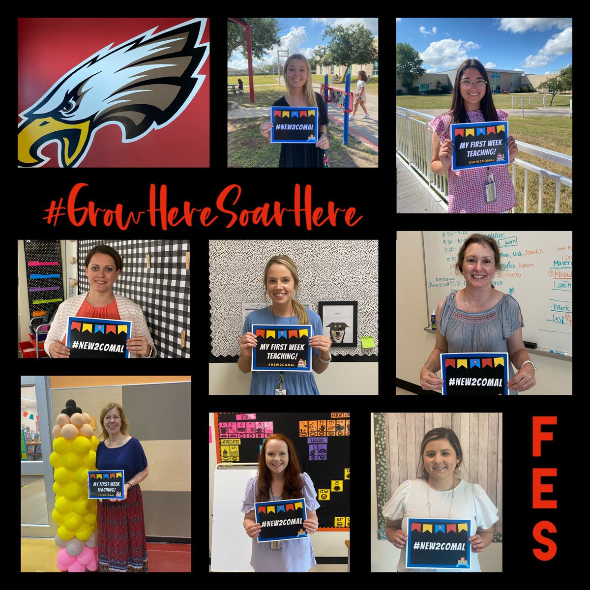 #OurFES is #BetterTogether with these #New2Comal Eagles!  They are ready to #GrowHereSoarHere with their students! @FEScomal <a href="/Supt_comalisd/">Andrew</a> @ComalLueck <a href="/hanna_schramm/">Hanna Schramm</a> <a href="/Ktbiggs00/">Katie Biggs, NBCT</a> <a href="/mpaullus/">Marie Paullus</a> @MrsParkSegura #ComalPL