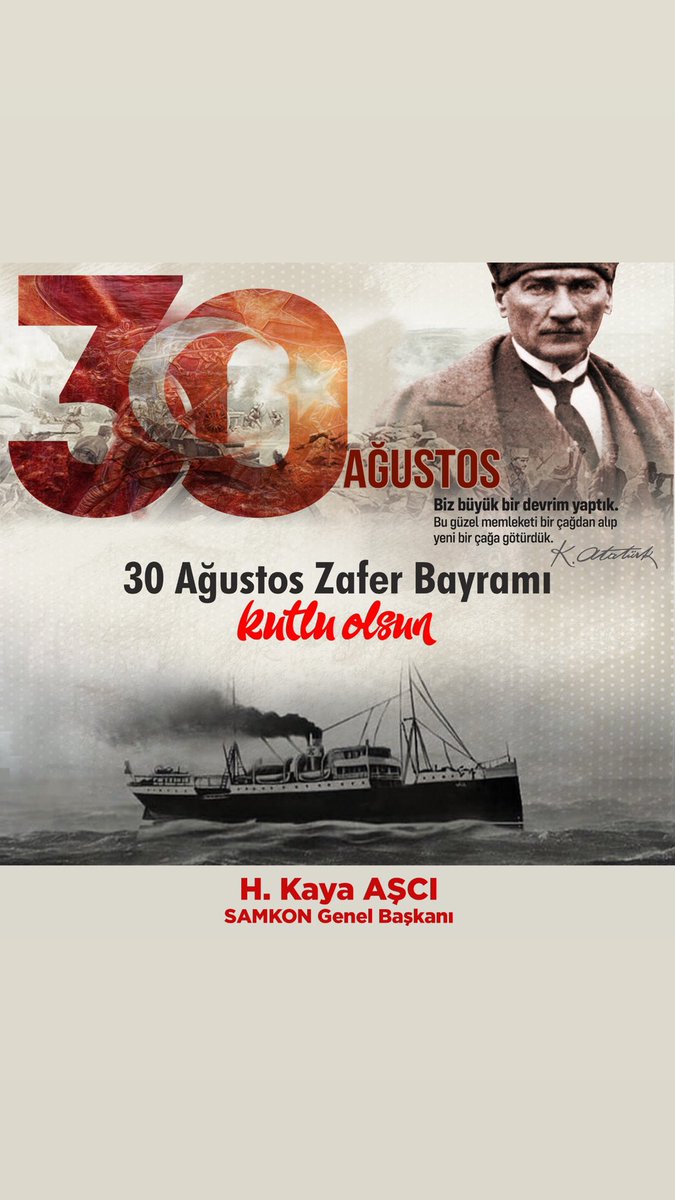 Büyük Taarruz Zaferinin 98. yılında, aziz şehitlerimizi ve kahraman gazilerimizi rahmetle ve minnetle yâd ediyoruz. 19 Mayıs'ta Samsun’da yakılan meşalenin neferleri olarak bağımsızlık güneşinin yılmaz bekçileri olmaya devam edeceğiz. 30 Ağustos Zafer Bayramımız kutlu olsun..