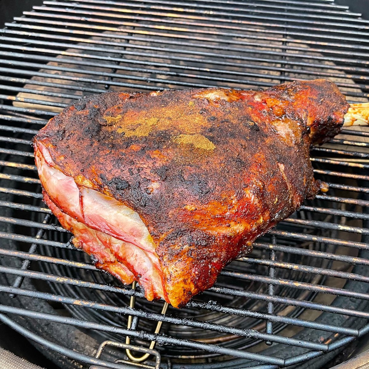 Shoulder of lamb with North African flavas on the Kamado this afternoon!