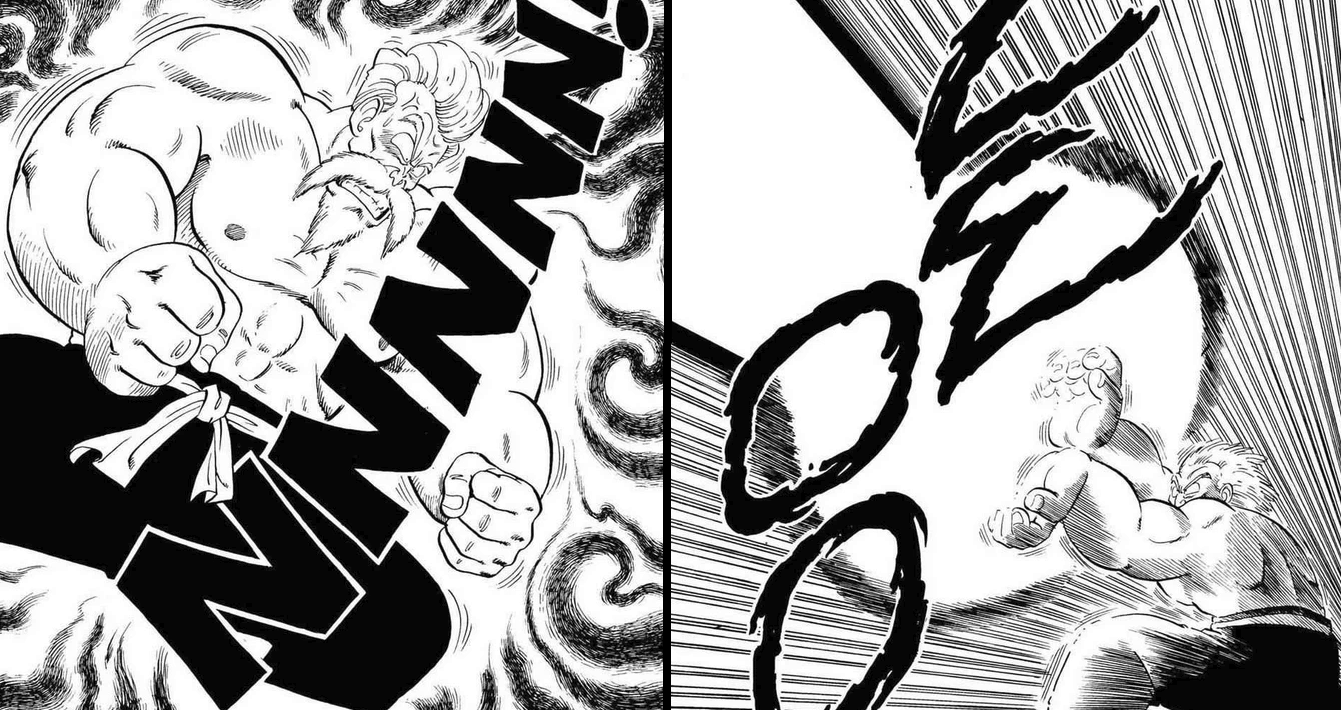 Dragon Ball Manga Panels En Twitter Muten Roshi Disguised As Jackie Chun Powers Up Against Kid Goku At The 21st World Tournament And Fires A Kamehameha Classic Dragon Ball Manga ジャッキー チュンに扮した亀仙人が第21回世界大会で孫悟空に対抗し かめ