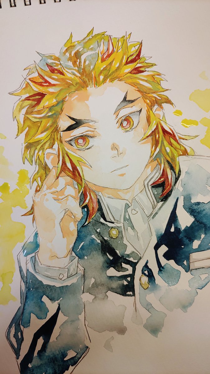 ｱﾆﾒの煉獄さんの真正面ｱｺﾞ引き気味のお顔が非常に好きなんだけど正面顔描けないんだな どうしても左右対称になりませんｸｯｷﾝｸﾞﾊﾟﾊﾟみたいに右か左かになる 右利きなので右向きの顔も苦手です顔しか描けないのにこんなに苦手多くて大丈夫かw 煉獄杏寿郎 鬼滅の刃