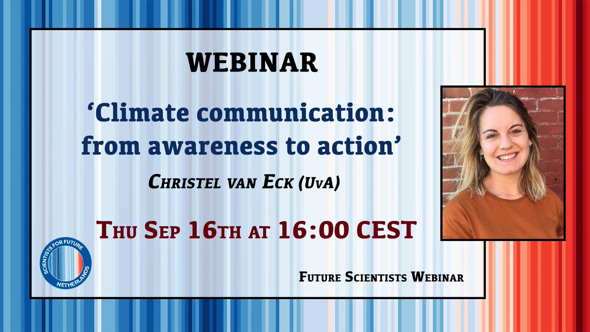 Save the date!
🎪Future Scientists webinar with @ChristelvanEck 
📅16 September 2021 
⏱16:00 
💻 scientists4future.nl/informatieaanb…