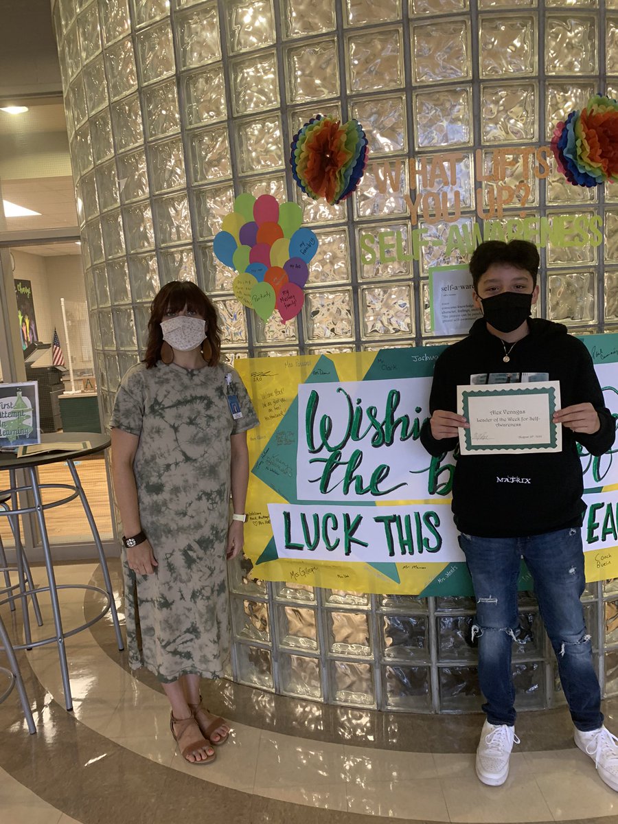 MMSMustangs14's tweet photo. Mrs. Hazelwood recognized 8th Grader, Alex Venegas and 7th Grader, Matthew Danley today for being Self-Aware Leaders! 

Students and Staff at MMMS are getting “carried” away with what lifts them up! 

#ItsAGreatDayToBeAMustang #ReadyResetGo! #NCSchoolsRiseToShine https://t.co/LxTa7fdL1V