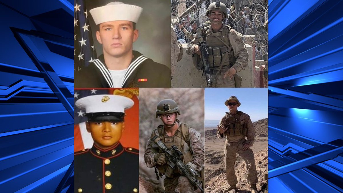 The names of the brave Marines and Navy medic who lost their lives in Kabul.

Max Soviak, Navy medic
Kareem Nikoui, Marine
David Lee Espinoza, Marine
Rylee McCollum, Marine
Jared Schmitz, Marine

Rest In Peace