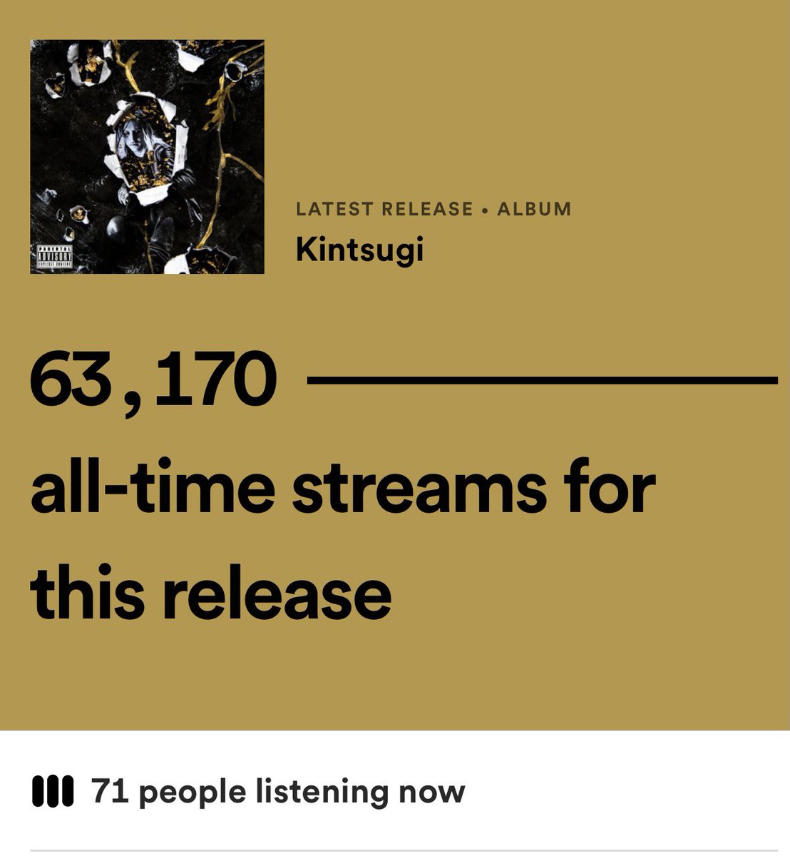 been a great week
KEEP STREAMING “KINTSUGI”