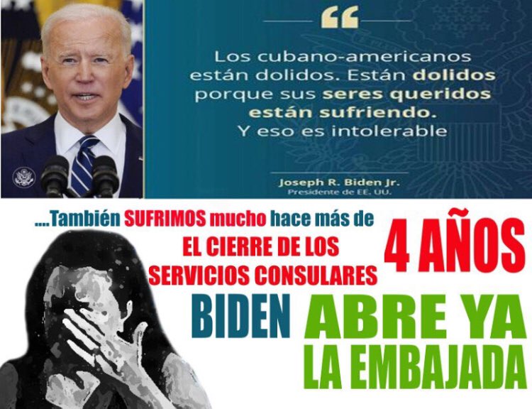 Laura22646566's tweet photo. The legal immigration of Cubans to the US is ineffective. American citizens demand the reunification that the Law allows. Crossing border is the new legal migration. Those of us who want to do things properly are punished with years of unfair waiting #ConsularServicesInCuba @VP https://t.co/tSVar1SnLy