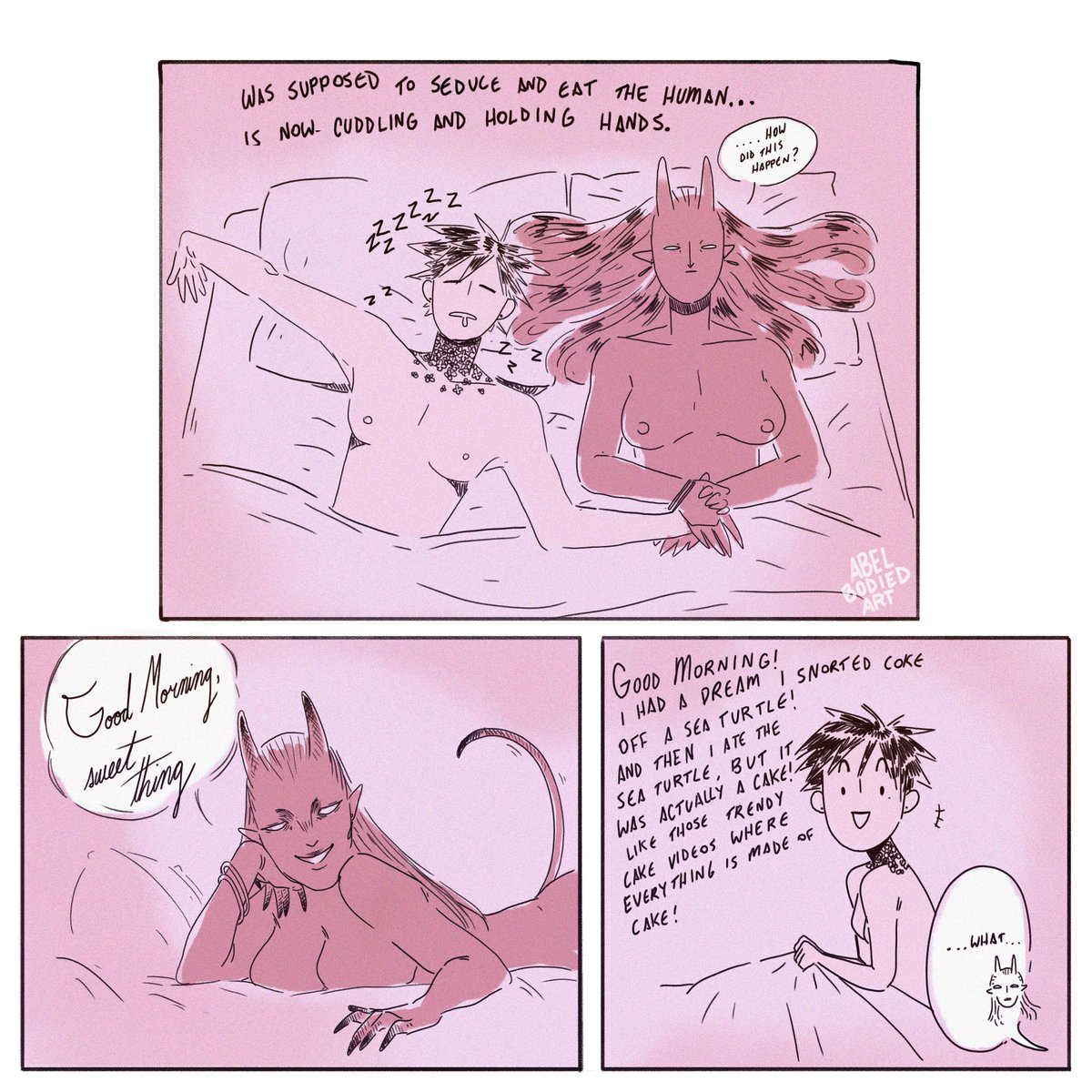 AbelBodiedArt's tweet photo. When you accidentally fall in love instead of eating the cute human. (Seriously thinking on making a comic with these two)
.
#AbelBodiedArt #smut #NSFW #DigitalArt #LesbianArt #Demon #QueerArt #LesbianSmut https://t.co/geyeQpU0n7