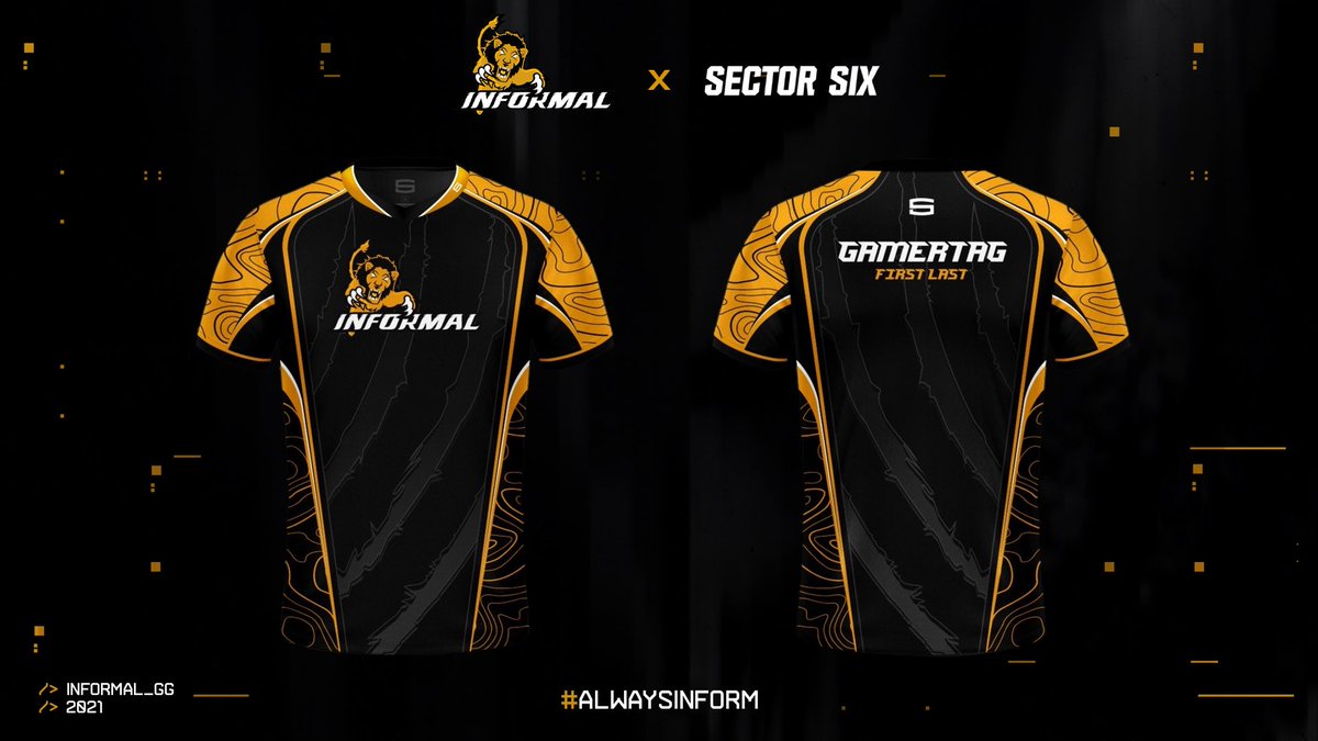 Informal_GG's tweet image. It’s official, we have partnered up with @Sector_Six to bring you our 2021-2022 jersey and pro apparel line!
- #AlwaysInform #NoFormalities
- Order yours here: sectorsixapparel.com/collections/in… (Use code: InformalGamingLaunch for a 15% discount before midnight)
