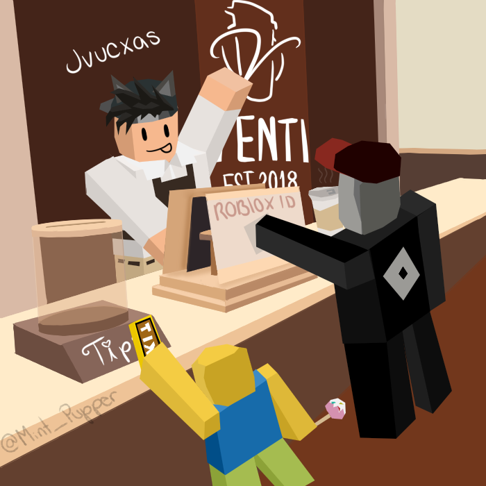 Mint_Pupper's tweet photo. Visiting Venti Cafe can be quite chaotic but the workers make it better.
In the picture; Jvucxas, Noob, &amp; a Guest.
#ROBLOX #DigitalArt #VentiCafe #ArtistOnTwitter https://t.co/4dgiNNVhHf