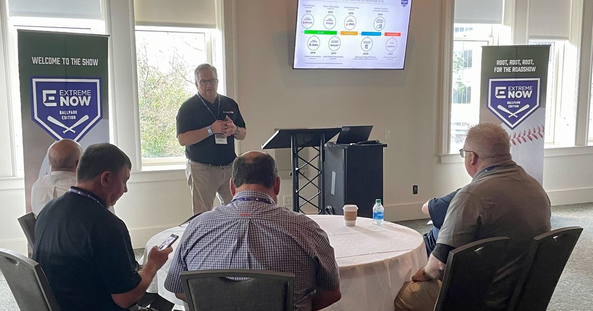 ExtremeNetworks's tweet photo. Our team had a blast discussing #cloud-managed networking and how companies can deliver superior end-user experiences this week during #ExtremeNOW events at @MLB ballparks across the country. 

Register for an upcoming event near you - https://t.co/1X2xob3Gu3 @WDurow https://t.co/GhBNTPsu2N