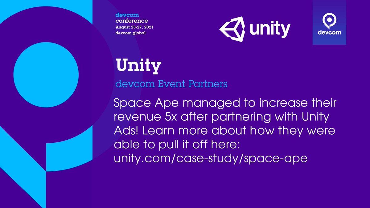 gamescomdev's tweet photo. 🤯 @SpaceApeGames managed to increase their revenue 5x after partnering with @unity3d! Learn more about how they were able to pull it off here: https://t.co/1sNw44vCt8
📣partner post 📣
#partnerpost #devcom #ddc2021 #unity #unityads #DevcomDevelopersConference https://t.co/q6vpSKprxt