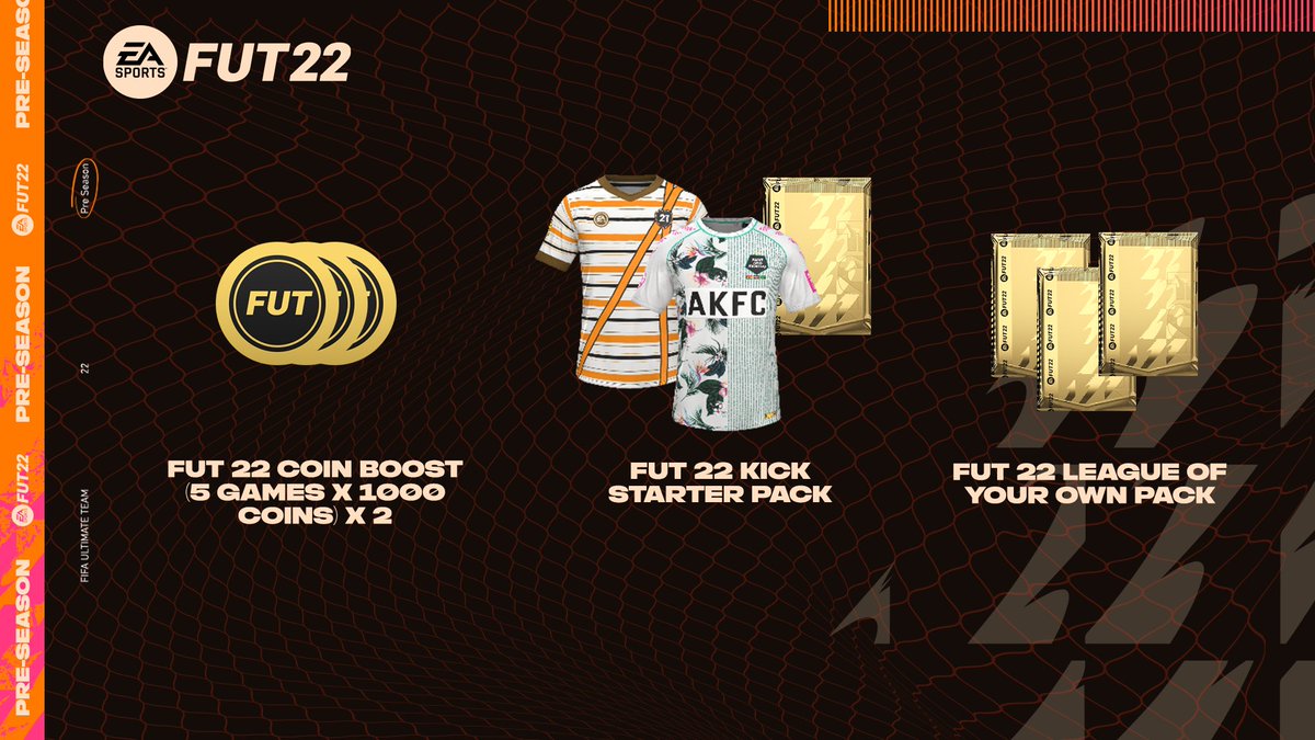 It’s that time again 📆 #PreSeason is upon us 🗣

-Make progress in 21 to unlock distinct rewards in #FUT22 😤
-OP ‘Best Of’ re-releases to end the campaign with a bang 💥

Check out a few of the offerings dropping this coming week (below) + learn more ➡️ x.ea.com/69852