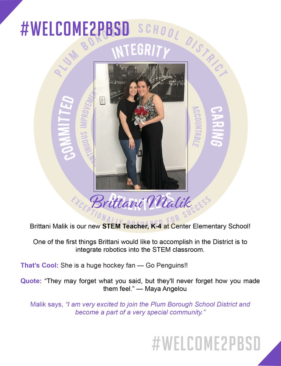 #Welcome2PBSD Brittani Malik! @pbsdsupt <a href="/DrRickWalsh/">Dr. Rick Walsh</a> <a href="/DeniseLSedlacek/">Denise L. Sedlacek</a> <a href="/fishellj/">Joe Fishell</a> <a href="/DrBoyers/">Ashley Boyers, Ed.D</a> <a href="/HPEPBSD/">Fran Sciullo, D.Ed.</a> <a href="/MariaFajt/">Maria Fajt</a> @JKPlum1 <a href="/MrsGestrich/">Mrs. Gestrich</a> <a href="/PlumTeachers/">Plum Teachers</a> #PlumLearns