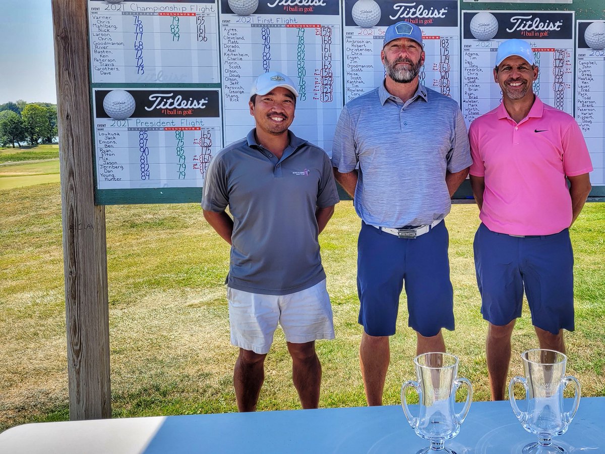 Presidents Flight Winners - Club Championship (l-r) Ben Emons (3rd) - Jason Mix (1st) - Dan Jernberg (2nd)