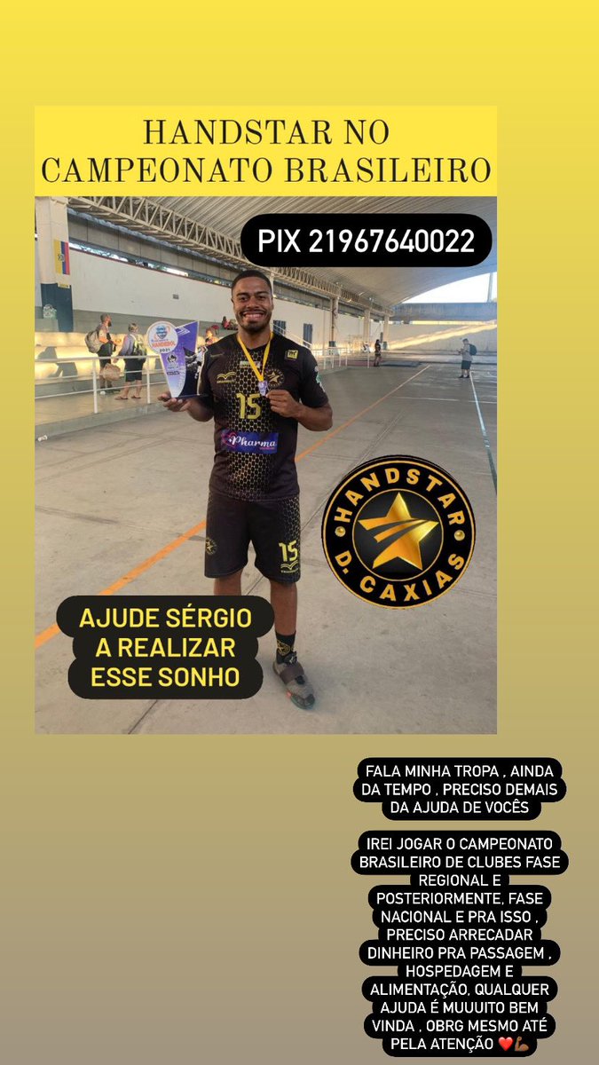 SergioP79437217's tweet photo. Galerinha que se amarra no meu canal .Sou defensor e meia direito do clube Handstar -DC e vamos participar do Campeonato Brasileiro de Clubes , com isso , estou correndo atrás da verba para passagem e hospedagem. Qualquer quantia e ajuda é muito bem vinda ,preto já ama vcs ❤️💪🏾🤾‍♂️ https://t.co/Gs3OhilMyh