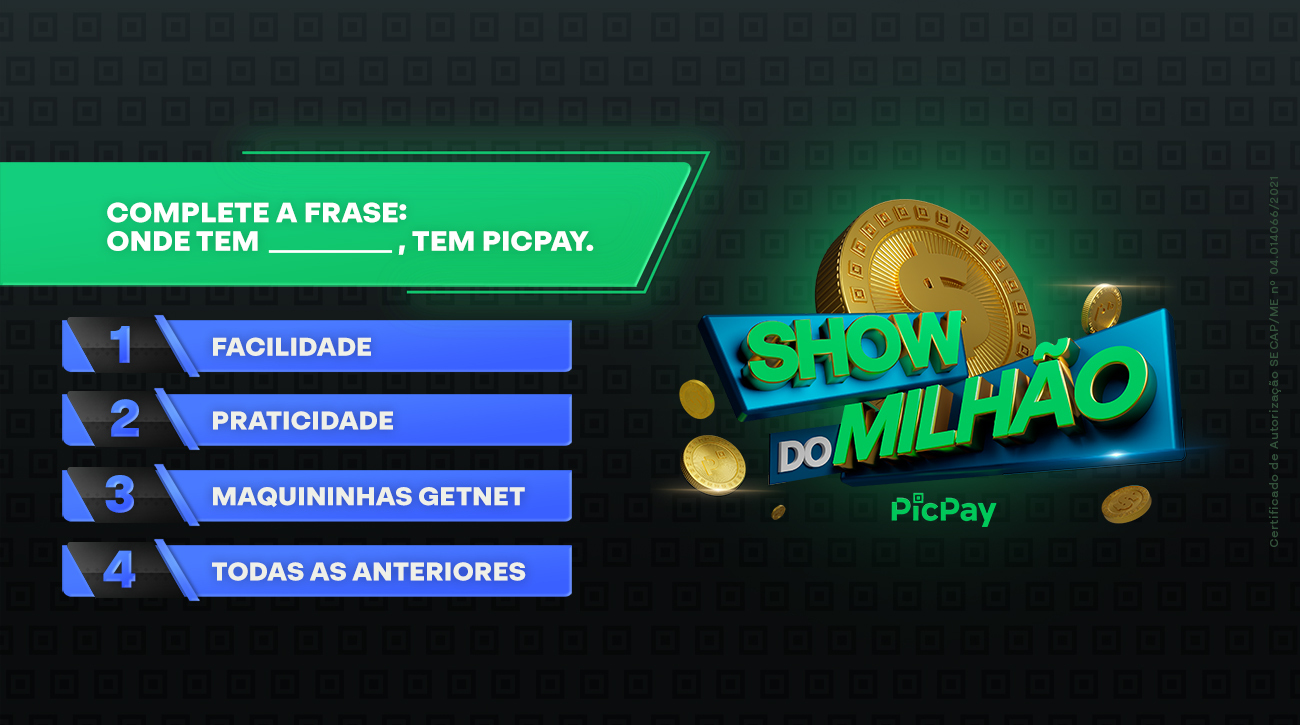 Novo QUIZ com Perguntas do Show do Milhão PicPay com Respostas