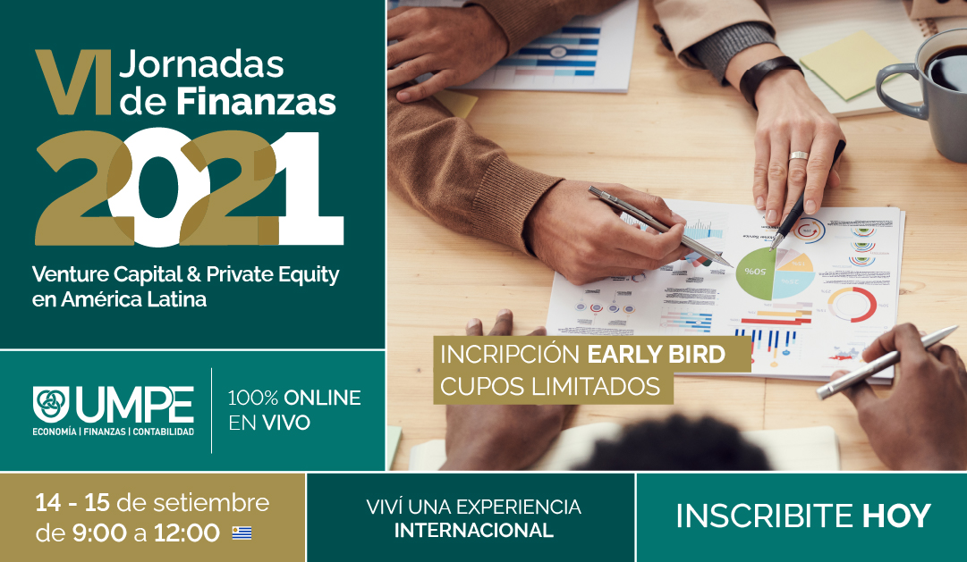 Las inversiones de capital de riesgo y capital privado son cada vez más frecuentes en Uruguay y la región, por lo que serán el tema central de los VI Jornadas de Finanzas 2021 de #UMPE.

¡Aprendé con 8 speakers internacionales! 

💻Reservá tu lugar &gt;&gt; jornadasumpe.com