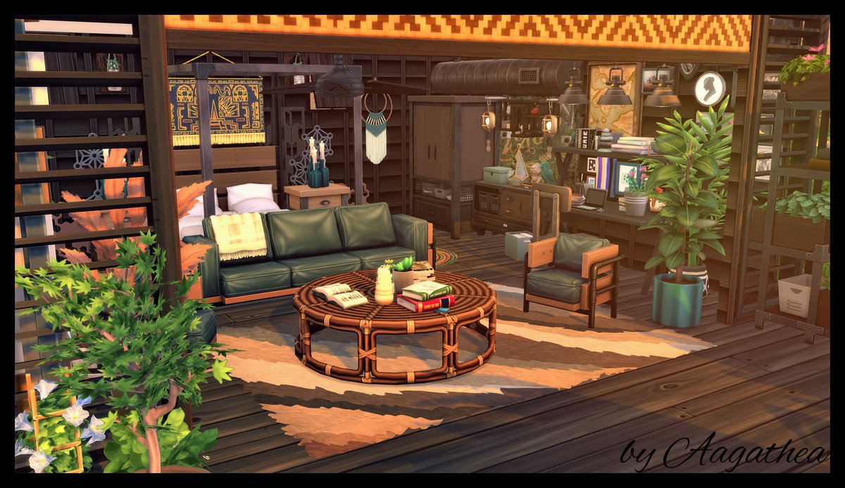 Aagathea1's tweet photo. Industrial Bungalow 🌿 #TheSims4 #thesims4industrialloftkit #ShowUsYourBuilds https://t.co/xrmzEMpawW
