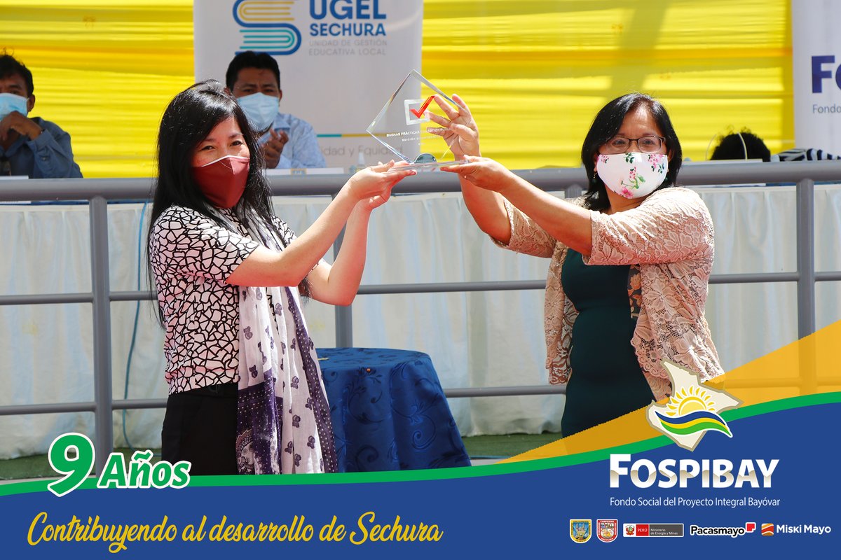 Fospibay's tweet photo. Se realizó entrega de premio y certificaciones al @Fospibay y @UGEL_Sechura en el marco del Proyecto “Educando Hoy para el Futuro”. Premio en la categoría Educación con la buena práctica “Gestión educativa resiliente y oportuna para asegurar la equidad en los aprendizajes”. https://t.co/Qj3KBi89xT