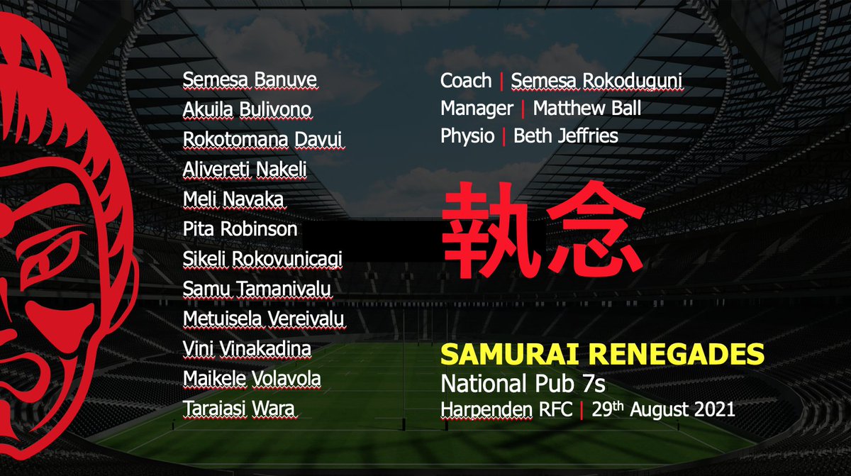 Shogunrugby's tweet photo. Our Fijian #SamuraiFamily team for Sunday @NationalPub7s at @HarpendenRUFC With the big man @rocco3225 in charge 💪 https://t.co/qHoiD7ZUFL