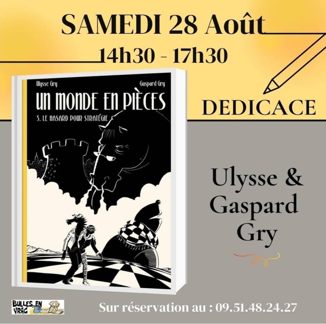 Le tome 3 de ma bd Un Monde en Pièces, écrit avec Gaspard Gry, sort ce week-end ! Au programme, un conflit international et une enquête au cœur du complotisme sur le jeu d'échecs...Rdv dans vos librairies et pour les parisiens, samedi librairie Bulles en vrac pour le lancement!