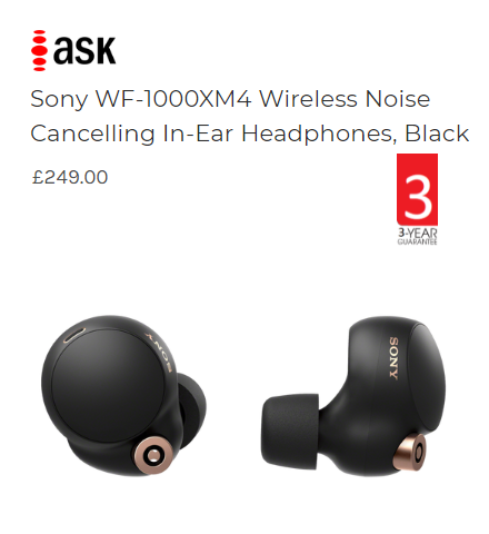 AskDirect's tweet photo. Sony WF-1000XM4 Wireless Noise Cancelling In-Ear Headphones, now Back In Stock!
Don't miss out! https://t.co/DSU3NlznHj #WF1000XM4 #Sony #SonyUK #Sonyheadphones #SonyWF1000XM4 #inear #inearheadphones #wireless #wirelessheadphones #AskDirect https://t.co/eyTjPigxuc