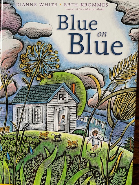 I have a lot of great picture books at my house. But my 2 year old granddaughter's  summer favorite? Blue on Blue by Dianne White and Beth Krommes <a href="/diannewrites/">Dianne White</a>  It's such a pleasure to read and the art is gorgeous. My girl has great taste! #scbwi #libraries  #RainDrops