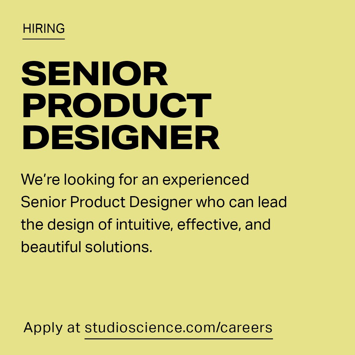 StudioScience's tweet photo. We are hiring! Apply now: https://t.co/h6PawL8O9Q https://t.co/nqWgaCh00e