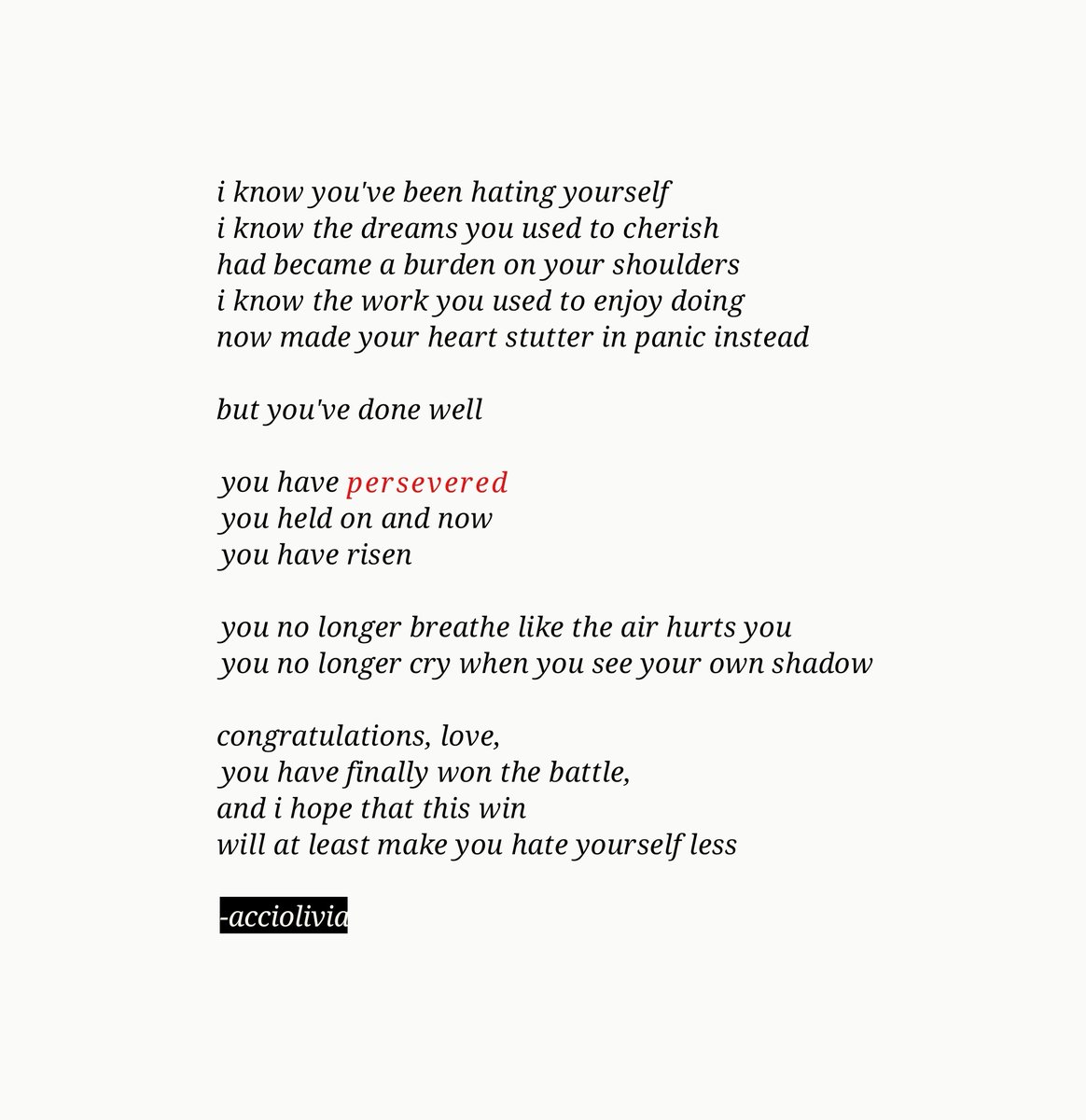 karya - a congratulatory message 
to souls that has been worn down