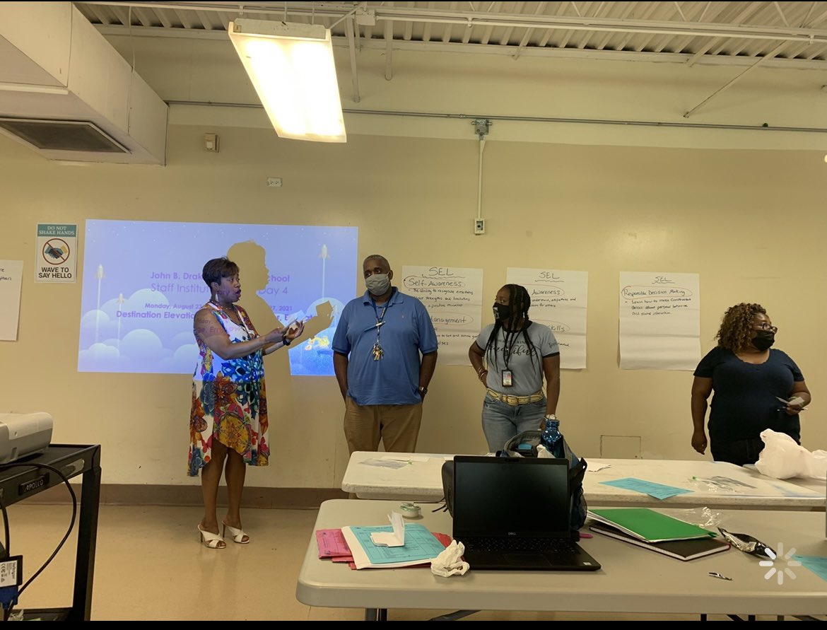 DrakeElementary's tweet photo. #TeamDrake absolutely LOVES Ms. Sonya Chapman!! She comes to work with us every year for team building and to get us mentally and spiritually ready to receive our students!! #DestinationElevation #DrakeStrong https://t.co/FCW35ko3SK