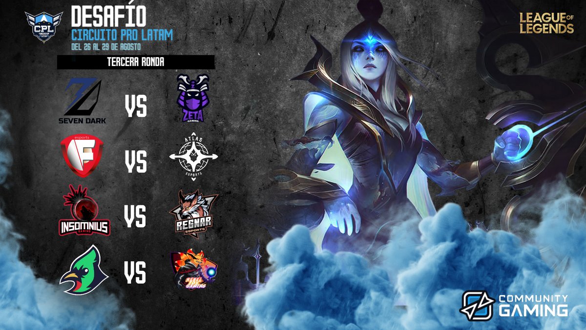 #LeagueOfLegends 
Seguimos con este gran evento de la mano de <a href="/CGaming_LatAm/">Community Gaming LatAm</a> con esta parte alta del bracket y tremendos encuentros a disputarse, ¿cual es tu favorito?
Olimpus 7D vs <a href="/ZetaGamingOK/">ZETA GAMING ⛩🌌</a> 
<a href="/Ft_esports/">FT esports</a> VS <a href="/Atlas1Esports/">AtlasEsports1</a> 
Insomnious vs <a href="/RegnarEsports/">RegnarEsports</a> 
<a href="/mocinnos/">Mocinnos Gaming</a> vs Rebel Fox