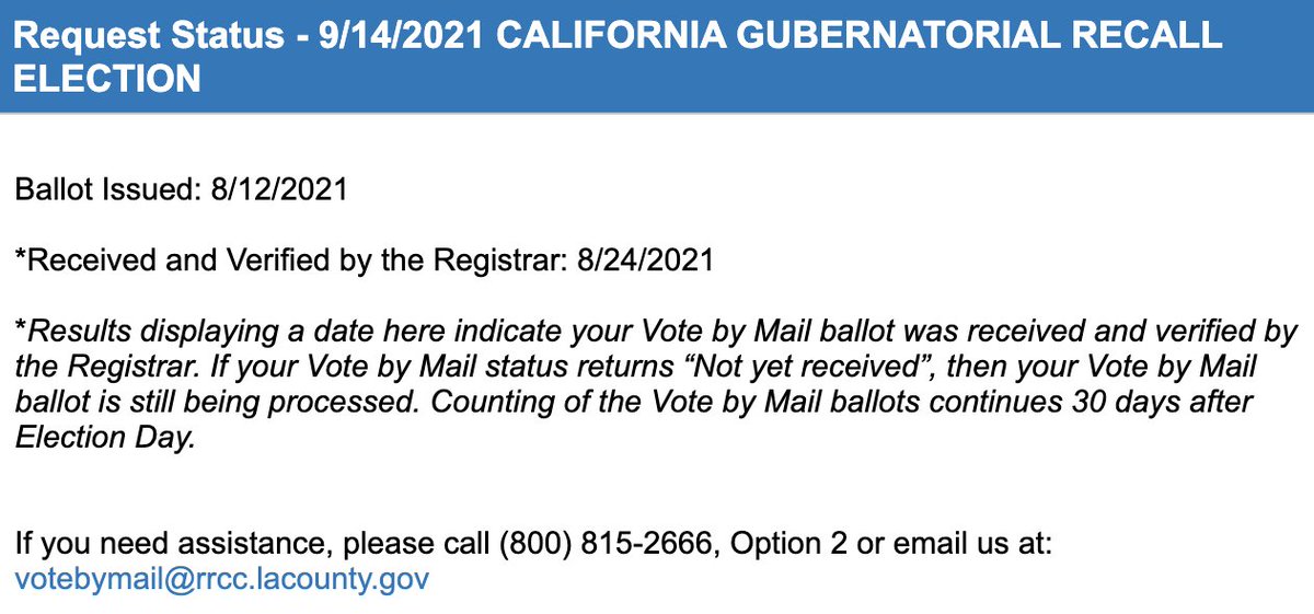 BMeiselas's tweet photo. My NO VOTE for the California recall has been counted! If you are in California, please make sure to VOTE NO today! https://t.co/KUnfYpajtE