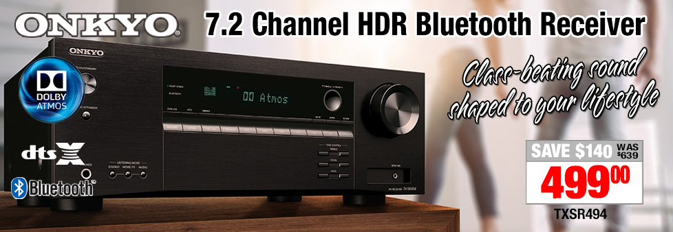 2001AV's tweet image. From easy Bluetooth® wireless streaming to the heart-pounding thrills of Dolby Atmos® and DTS:X® soundtracks, the Onkyo TX-SR494 deepens enjoyment of daily life with great sound and smart features. bit.ly/3jlgEtQ