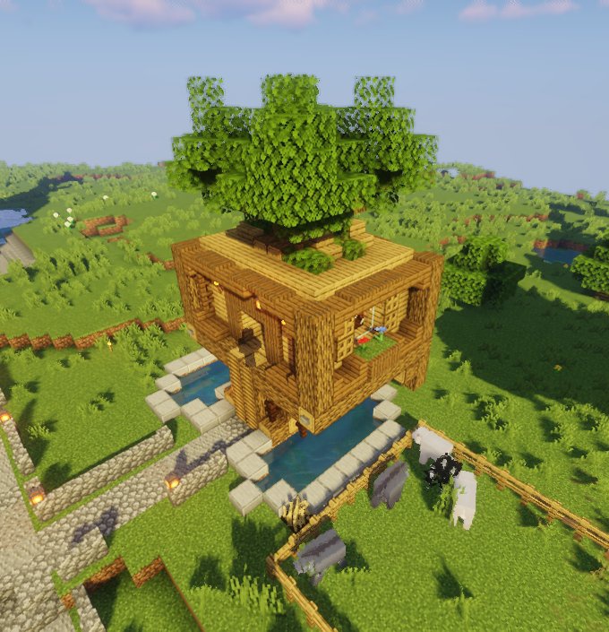 NetheriteGang_'s tweet photo. Agora com direito a shaders a casa da árvore do Gus!! https://t.co/yjxlrddHjs