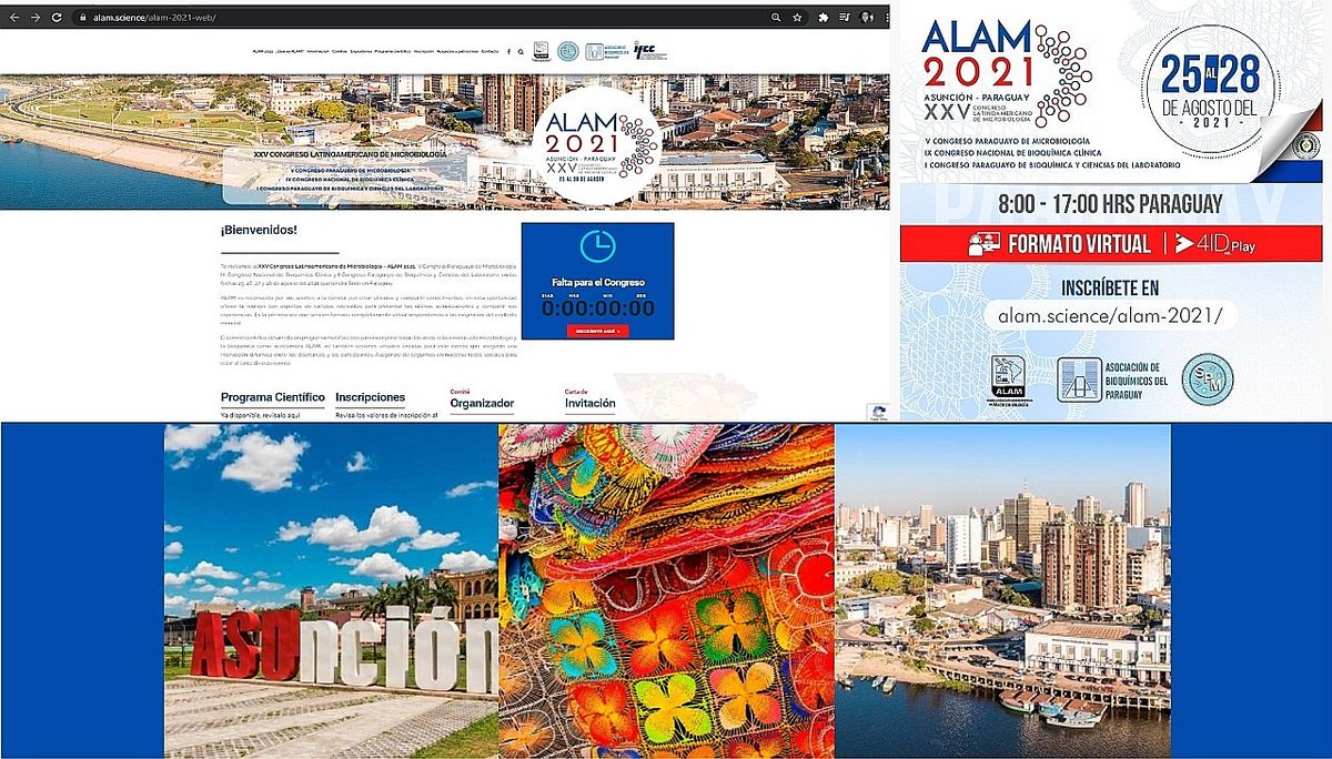 Infocus_Latam's tweet photo. #ALAM2021. El evento latinoamericano de Microbiología más importante de la región con invitados de todo el 🌎. Sede virtual:Asunción, Py. Con 10 salas simultáneas, > 500 presentaciones formato poster, > 1000 asistentes y cientos de speakers 👩🔬👨🎓👨🔬en dif áreas de Microbiología... https://t.co/huoQIXyswt