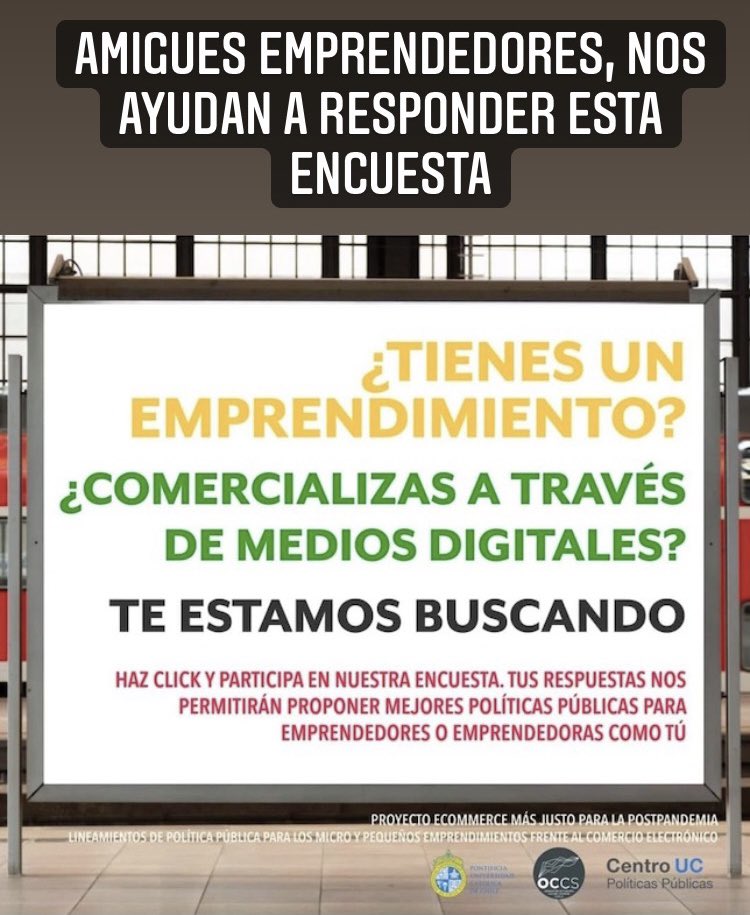 A mis contactos, les pido por favor, si son emprendedores contestar esta encuesta del estudio que estamos realizando sobre Ecommerce más justo. Aquí el link para responder bit.ly/proyecto_Ecomm… RT también se agradece 🙌